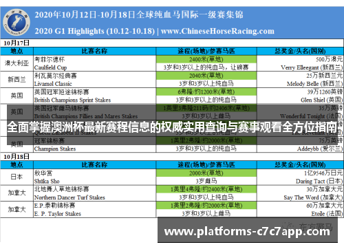 全面掌握澳洲杯最新赛程信息的权威实用查询与赛事观看全方位指南
